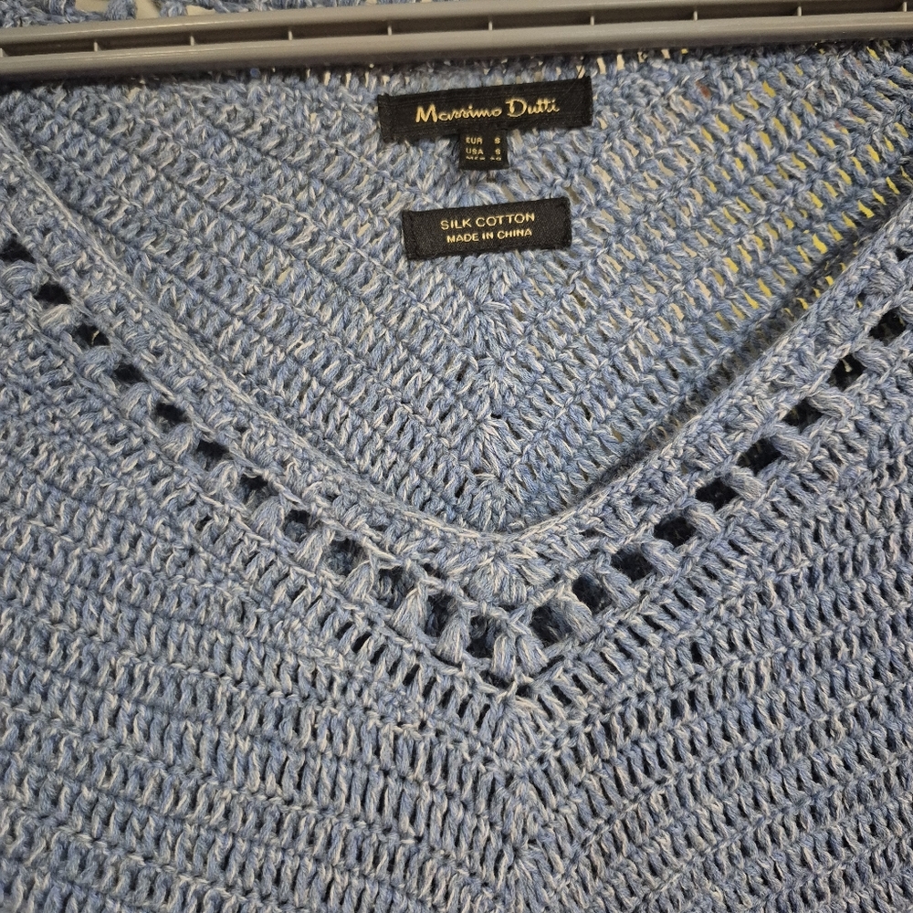 Massimo Dutti Light Blue Crochet Top
